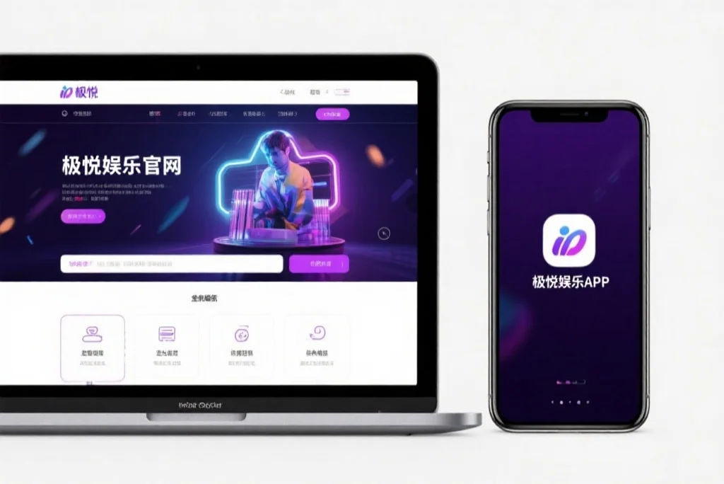 一台笔记本电脑屏幕上显示着耀世娱乐官网的界面，旁边是一部手机显示着耀世娱乐APP，两者并列对比